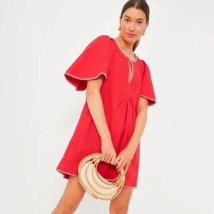 Red Flutter Sleeve Mini Dress | Flowy Feminine A-Line Cocktail Dress